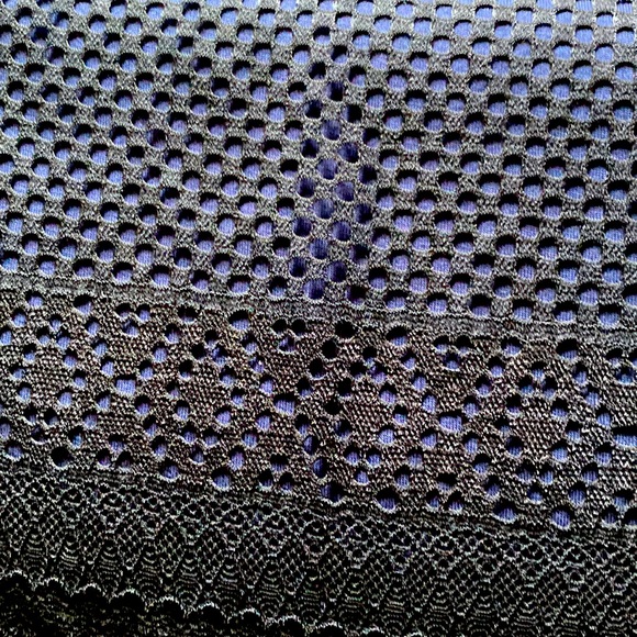 Three Dots Black Lace Overlay On Dark Blue - Size S - NWOT - Picture 10 of 14